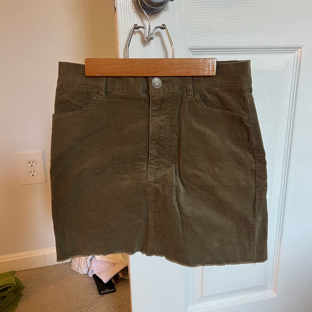 Olive Green Suede Skirt